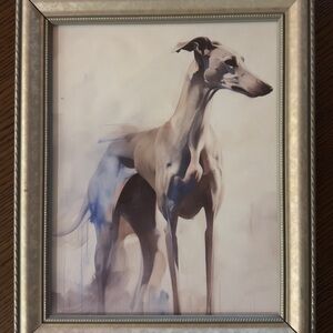NWT Framed Greyhound Whippet Watercolor Canvas Print 12x18